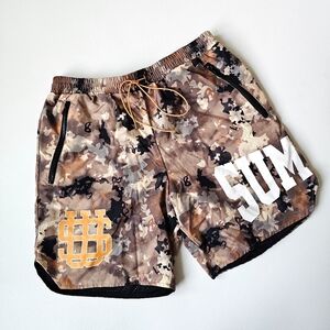 SUMWON Camo Athletic Shorts Men’s Size L SUM WON Mesh Lined Zip Pockets